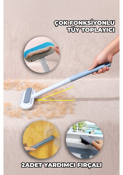 Çok Fonksiyonlu Tüy Toplayıcı - Ekstra Detay Tüy Toplayıcılı - Yardımcı Fırçalı - Tüm Yüzeyler