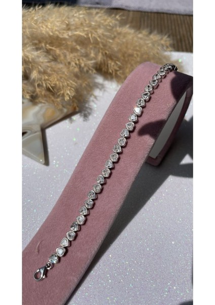 Süzme Kalp Su Yolu Model Bileklik 925 Ayar Gümüş, Kalpli Su Yolu Bileklik, Kalp Bileklik indirimleri