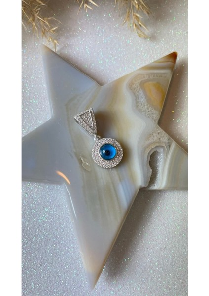 Beyaz Altın Kaplama Nazar Boncuklu 925 Ayar Gümüş Kolye Ucu fiyatları