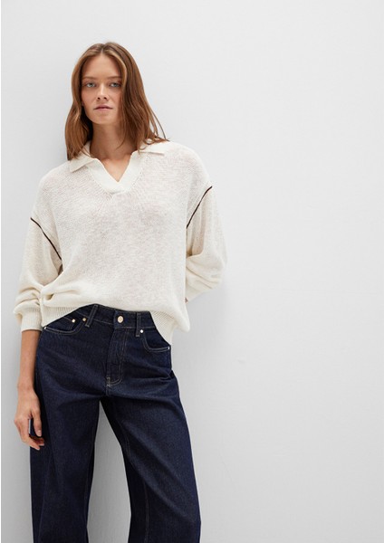 Kol Detaylı Bej Triko Polo 1710834-91338 fiyatları