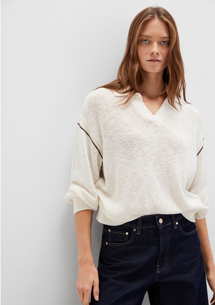 Kol Detaylı Bej Triko Polo 1710834-91338 modelleri