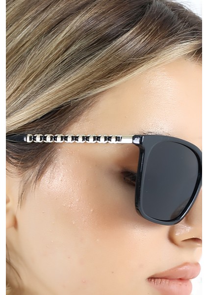 Kadın Oval Siyah UV400 Güneş Gözlüğü Gold Sap WP25-28 C2 modelleri