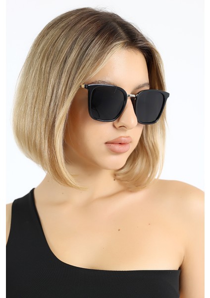 Kadın Oval Siyah UV400 Güneş Gözlüğü Gold Sap WP25-28 C2 indirimleri