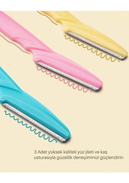 3 Lü Kaş Usturası Yüz Jileti Kadın Tüy Usturası