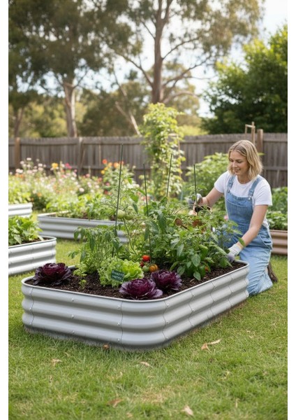 Modüler Yükseltilmiş Bahçe Yatağı Yükseltilmiş Sebze Yatağı No:7 (140X85) Gri