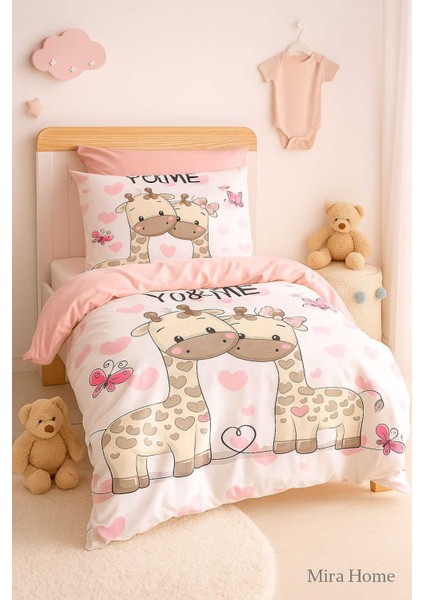 Yenidoğan Kız Bebek Nevresim Takımı &AMP;#37;100 Pamuklu Zürafa modelleri