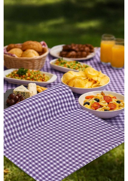 Zefir Desen Sofra Bezi Masa Örtüsü 170 x 170 cm Lila