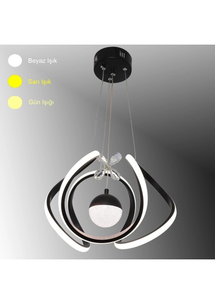 Kavis Modeli Mat Siyah Tek Toplu 3 Renk Modüllü Ledli Avize modelleri