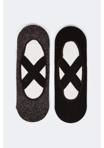 Kadın 2'li Asta Yoga/Pilates Çorabı Siyah / Simli Siyah modelleri