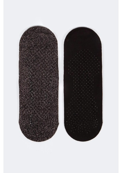 Kadın 2'li Asta Yoga/Pilates Çorabı Siyah / Simli Siyah fırsatları