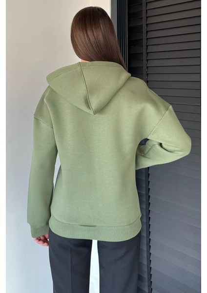 Kadın Üç Iplik Şardonlu Kapüşonlu Sweatshirt P-00019011 fırsatları