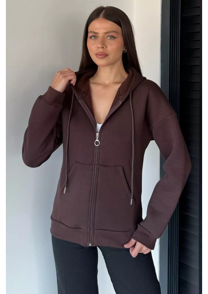 Kadın Üç Iplik Şardonlu Kapüşonlu Sweatshirt P-00019011 fiyatları