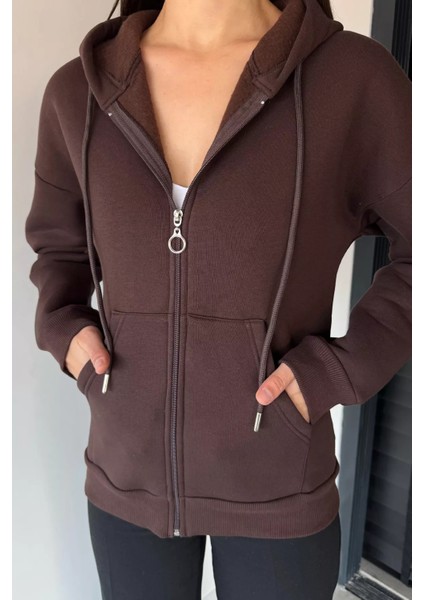 Kadın Üç Iplik Şardonlu Kapüşonlu Sweatshirt P-00019011 modelleri