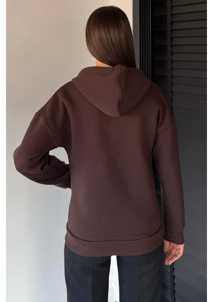 Kadın Üç Iplik Şardonlu Kapüşonlu Sweatshirt P-00019011 fırsatları