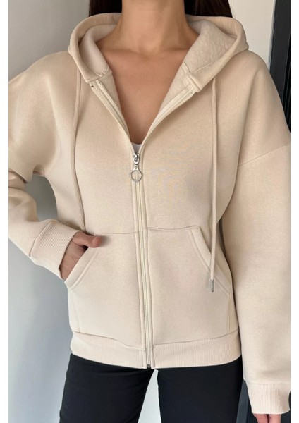 Kadın Üç Iplik Şardonlu Kapüşonlu Sweatshirt P-00019011 modelleri