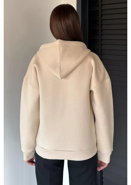 Kadın Üç Iplik Şardonlu Kapüşonlu Sweatshirt P-00019011 fırsatları