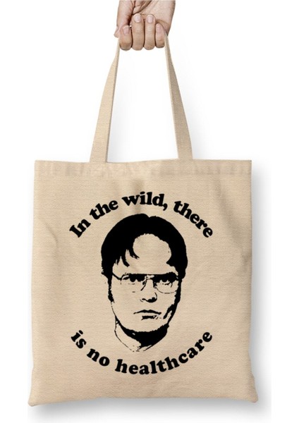 The Office Cornell Beyaz Bez Çanta Uzun Saplı Alışveriş Çantası Plaj Çantası