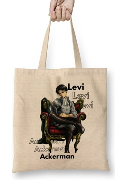 Levi Ackerman Attack On Titan Bez Çanta Uzun Saplı Alışveriş Çantası Plaj Çantası