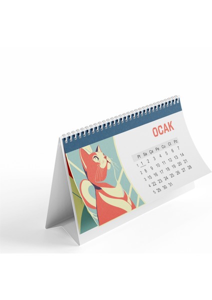Kedi Temalı Masaüstü Takvim