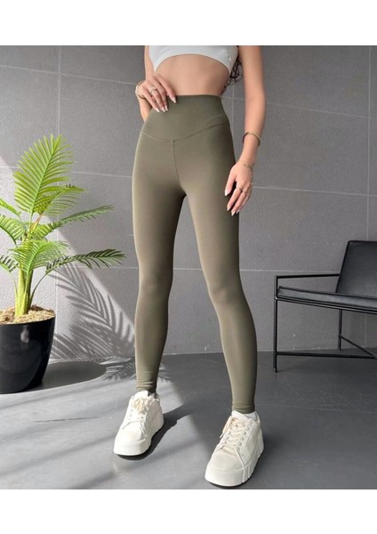 Sıkılaştırıcı Toparlayıcı Şardonlu Yüksek Bel Tayt