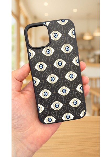 iPhone 12 ve 12 Pro Uyumlu Evıl Eye Desenli Silikon Darbe Emici Klasik Korumalı Rubber KILIF277