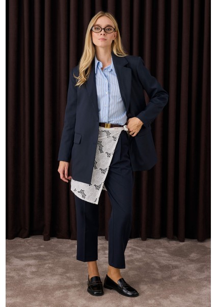 Klasik Blazer Ceket Koyu Lacivert
