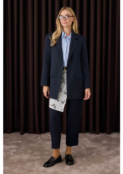 Klasik Blazer Ceket Koyu Lacivert