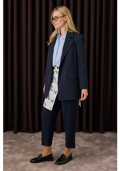 Klasik Blazer Ceket Koyu Lacivert