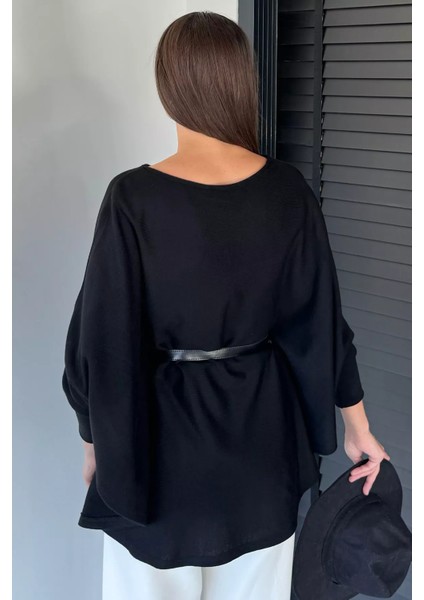 Kadın Kemerli Triko Panço P-00018998 fırsatları