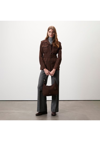 Tiora Kahve Kadın Süet Ceket