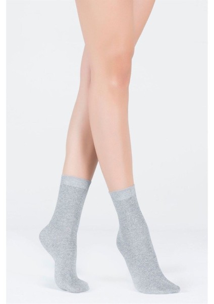 Kadın Shine Soket Çorap Silver