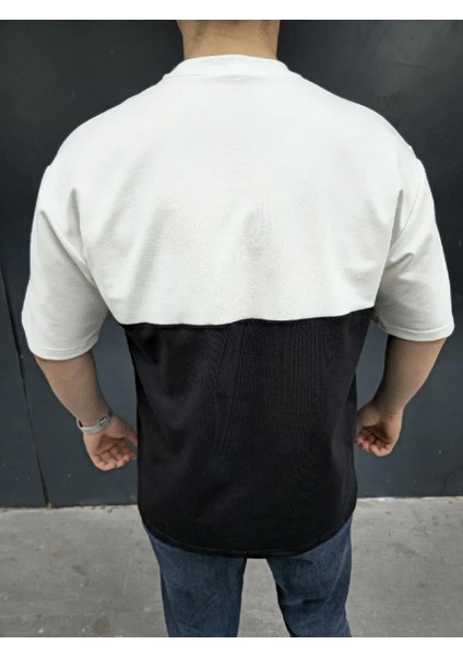 Unisex Torba Cep Detaylı Parçalı T-Shirt - Siyah fırsatları