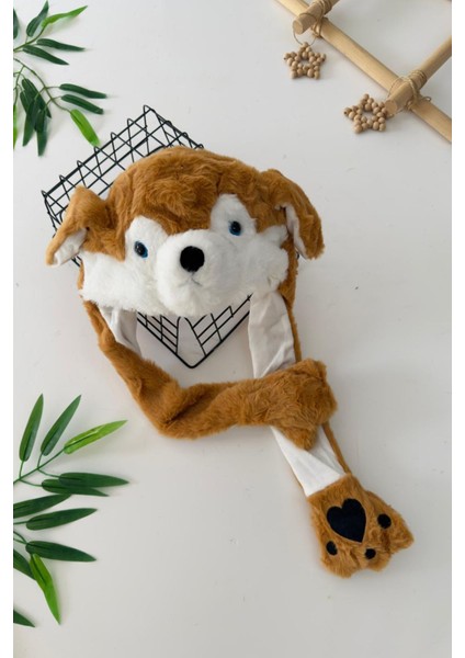 Peluş Köpek Kulaklı Sevimli Hareketli kulaklık - Kahverengi