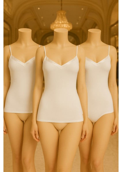 Kadın Giyim Pamuklu & Modal V Yaka 3 Adet Ip Askılı Atlet LL.K66.O08.001