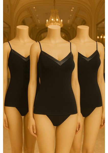 Kadın Giyim Pamuklu & Modal V Yaka 3 Adet Ip Askılı Atlet LL.K66.O08.001