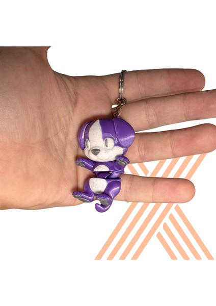 Hareketli Eklemli Köpek Anahtarlık & Charm Mor Renk 5cm