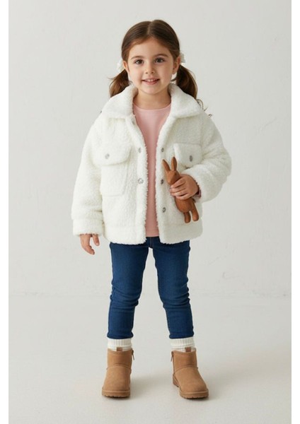 Peluş Krm Kız Çocuk hırka - Krem modelleri