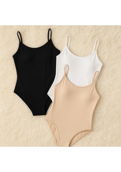 Kadın Giyim Ip Askılı Likralı Penye 3 Adet Çıtçıtlı Body LL.K60.O012.001