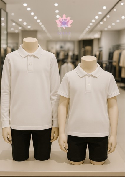 %100 Pamuk Uzun Kol & Kısa Kol 2 Adet Polo Yaka Tişört LL.DC.IN1.002