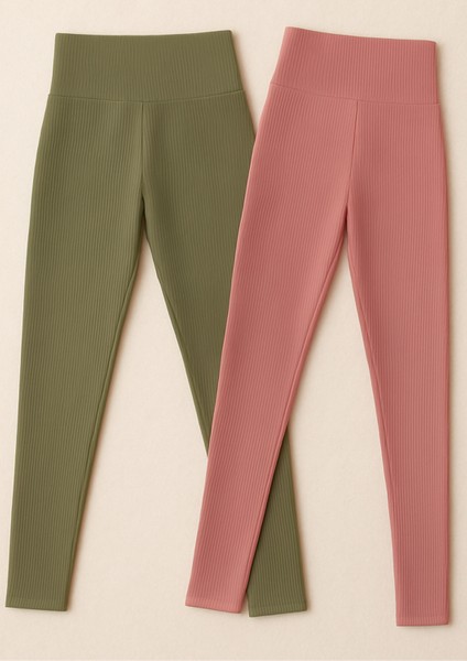 Kadın Giyim Yüksel Bel Dalgıç Fitilli 2 Adet Tayt LL.K41.O0172.001