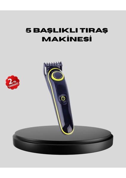 5 Başlıklı Şarjlı Tıraş Makinesi – Saç Sakal Burun ve Vücut Için Çok Fonksiyonlu Bakım Seti