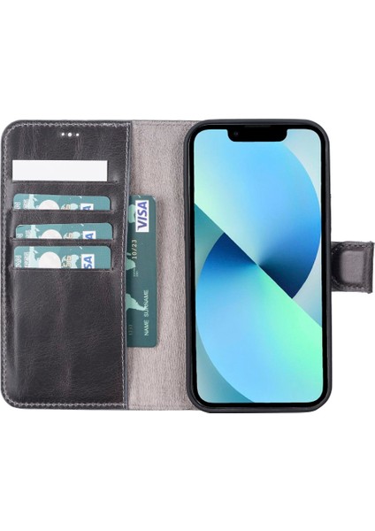 Apple iPhone 12 Pro Uyumlu Deri Cüzdanlı Kılıf VS4EF Gri fiyatları