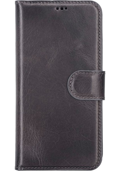 Apple iPhone 12 Pro Uyumlu Deri Cüzdanlı Kılıf VS4EF Gri modelleri