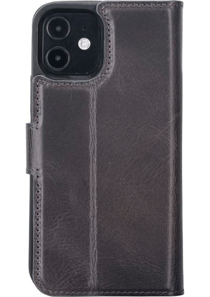 Apple iPhone 12 Pro Uyumlu Deri Cüzdanlı Kılıf VS4EF Gri fırsatları