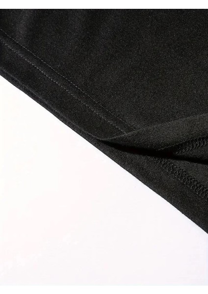 Benzersiz Sırt Baskılı Erkek Sokak Stili Bol Tişört - Nefes Alabilir Polyester, Makinede Yıkanabilir - Siyah fırsatları