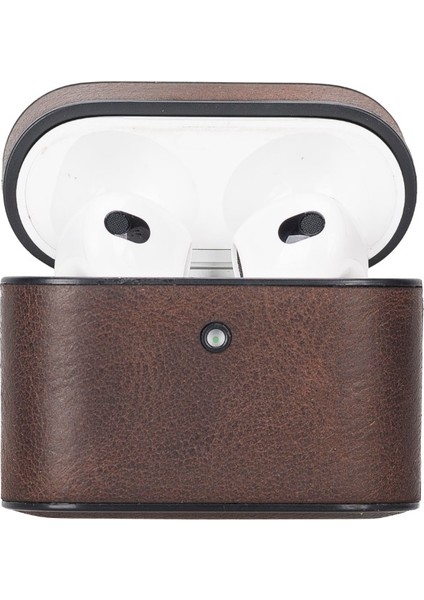 Casquet Apple Airpods 3.nesil Uyumlu Deri Kılıf Ro6 Kahverengi fırsatları