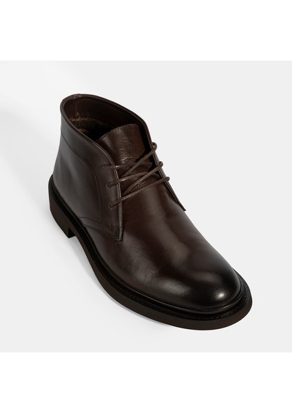 Erkek Kahve Bağcıklı Deri Bot indirimleri