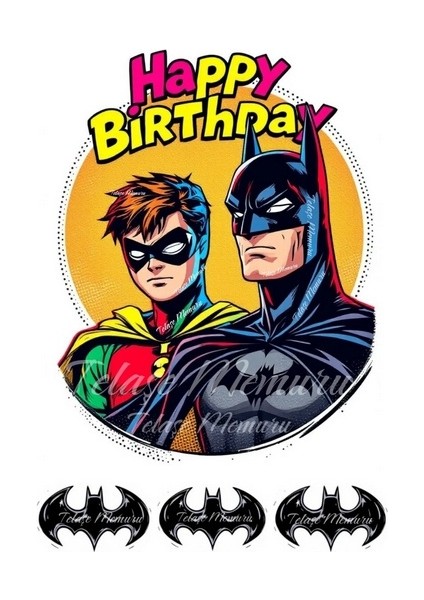 Batman Pasta Süsü - Pasta Resmi ve Baskısı - Batman Doğum Günü Yenilebilir Kağıt Baskı 5