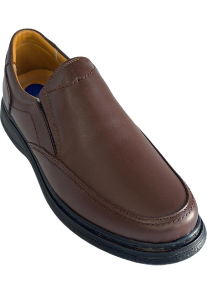 Erkek Hakiki Deri Ultra Rahat Jelli Hafif Ortapedik Poli Günlük Rahat Kahverengi Baba Ayakkabısı