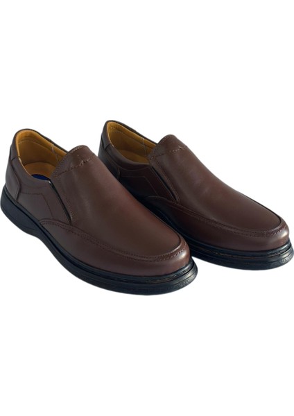 Erkek Hakiki Deri Ultra Rahat Jelli Hafif Ortapedik Poli Günlük Rahat Kahverengi Baba Ayakkabısı indirimleri